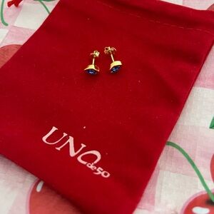 UNO de 50 Gold and Blue Devil Eye Earrings
